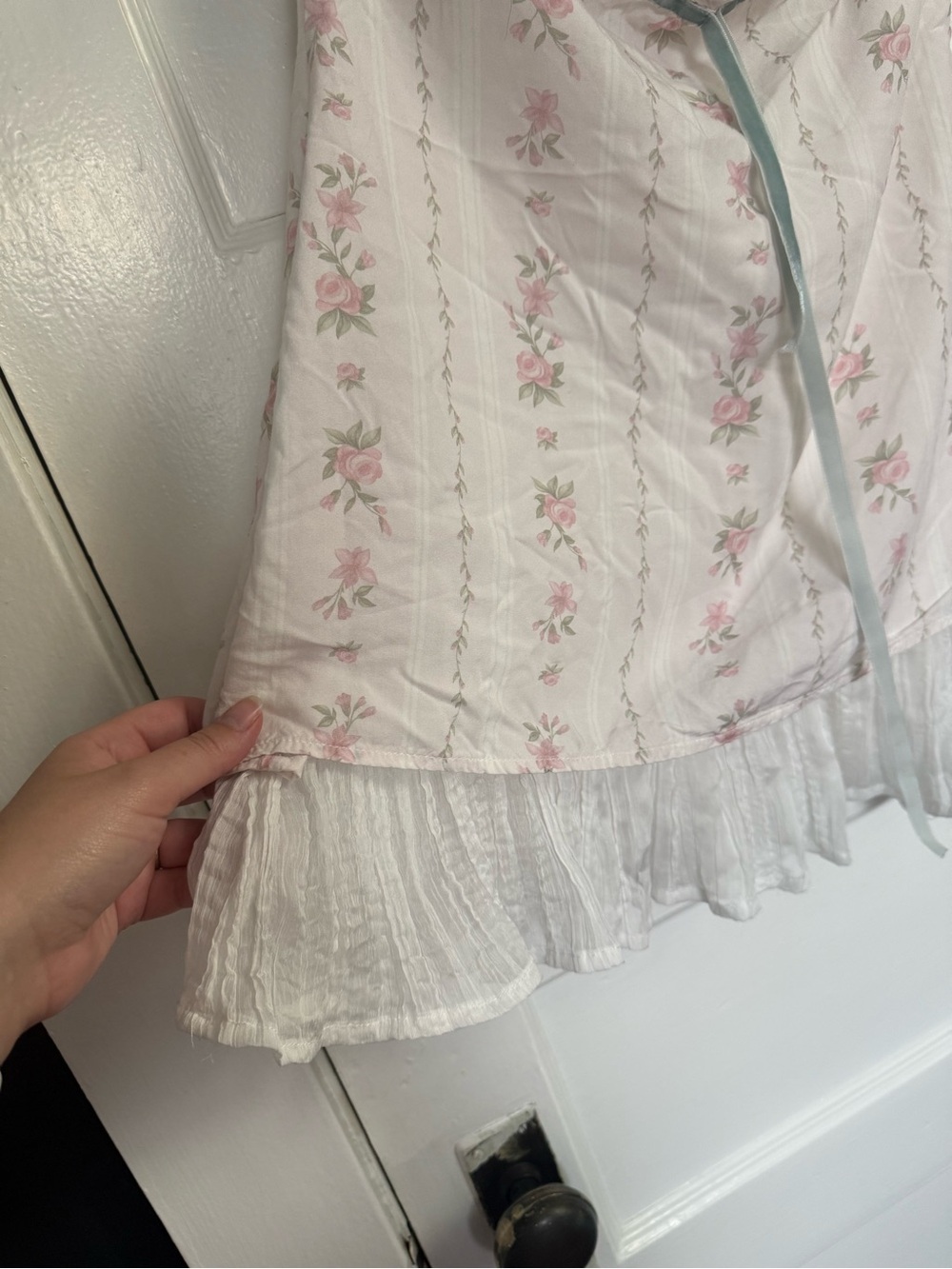 Princess Polly Romantic Boho Coquette Floral Strapless Dress with Blue Trim Sz 4 - Picture 6 of 13